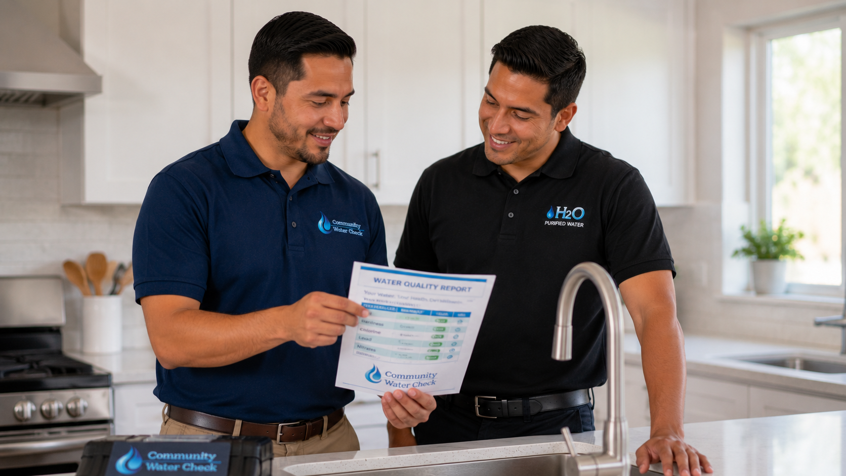 CWC and H2O Purified Water reviewing results together